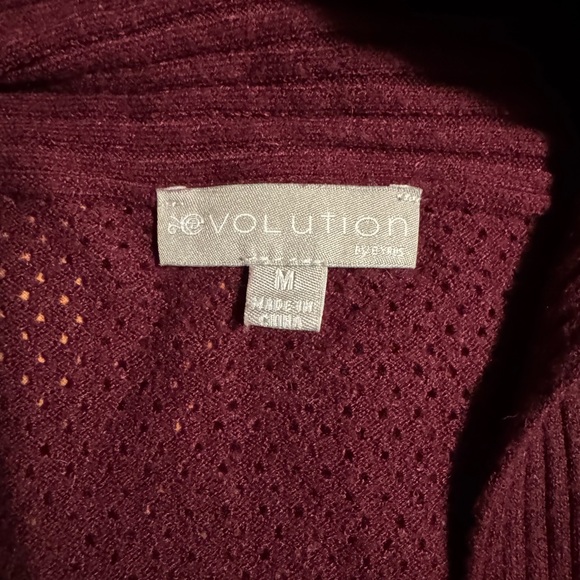 Women's Burgundy Open Front Cardigan - Picture 3 of 3